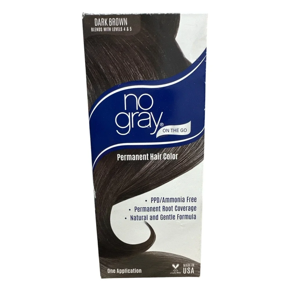 No Gray On The Go Permanent Hair Color Dark Brown Root Coverage PPD Ammonia Free